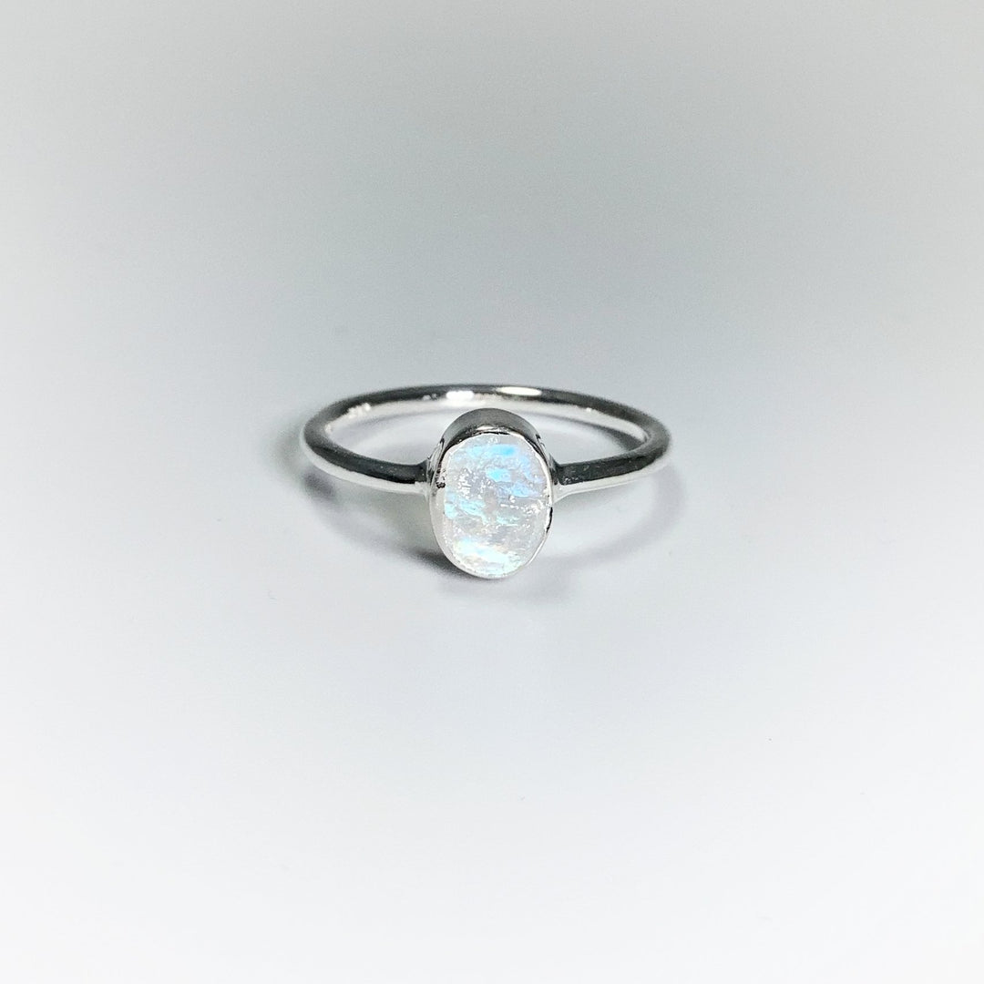 Raw Rainbow Moonstone Ring - Rocks and Gems Canada