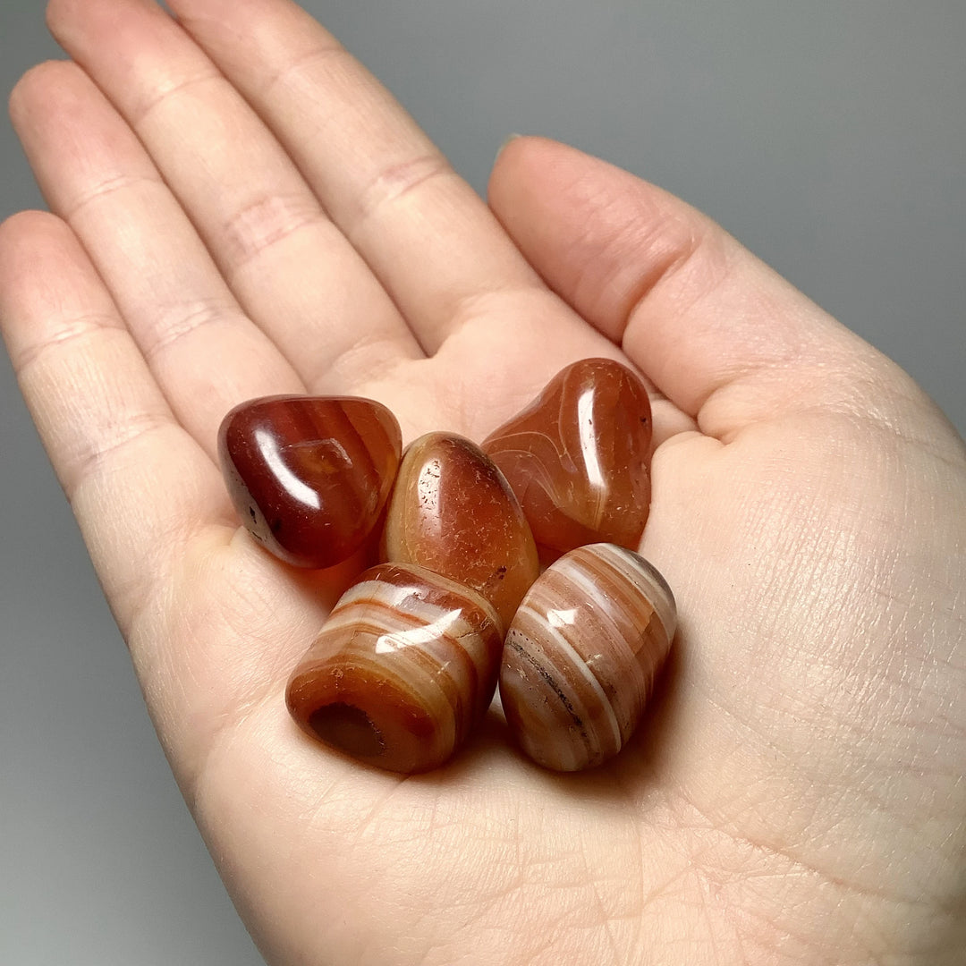 Carnelian Agate Small Tumbles Pouch - Rocks and Gems Canada