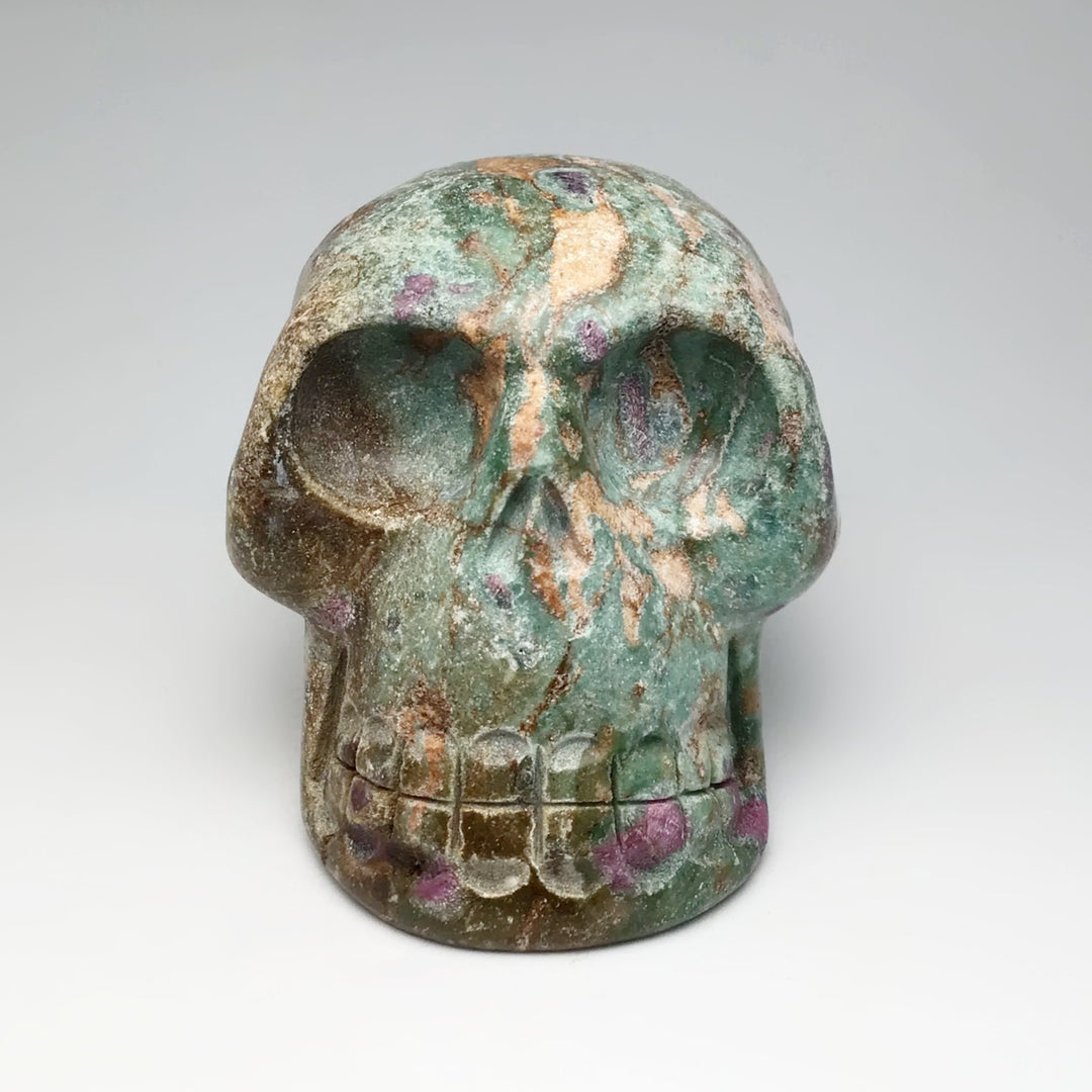Carved Ruby Fuchsite Skull - Rocks and Gems Canada