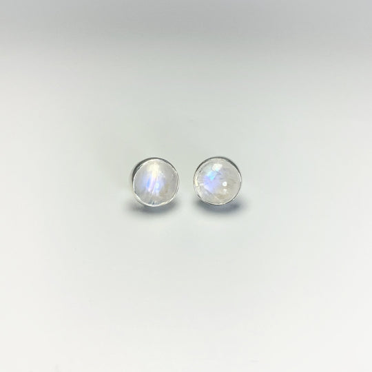 Rainbow Moonstone Stud Earrings - Rocks and Gems Canada