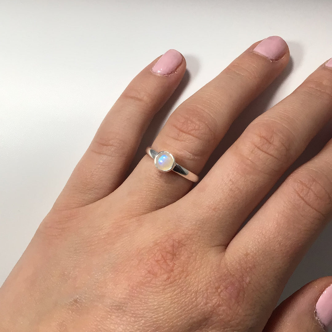 Rainbow Moonstone Ring - Rocks and Gems Canada