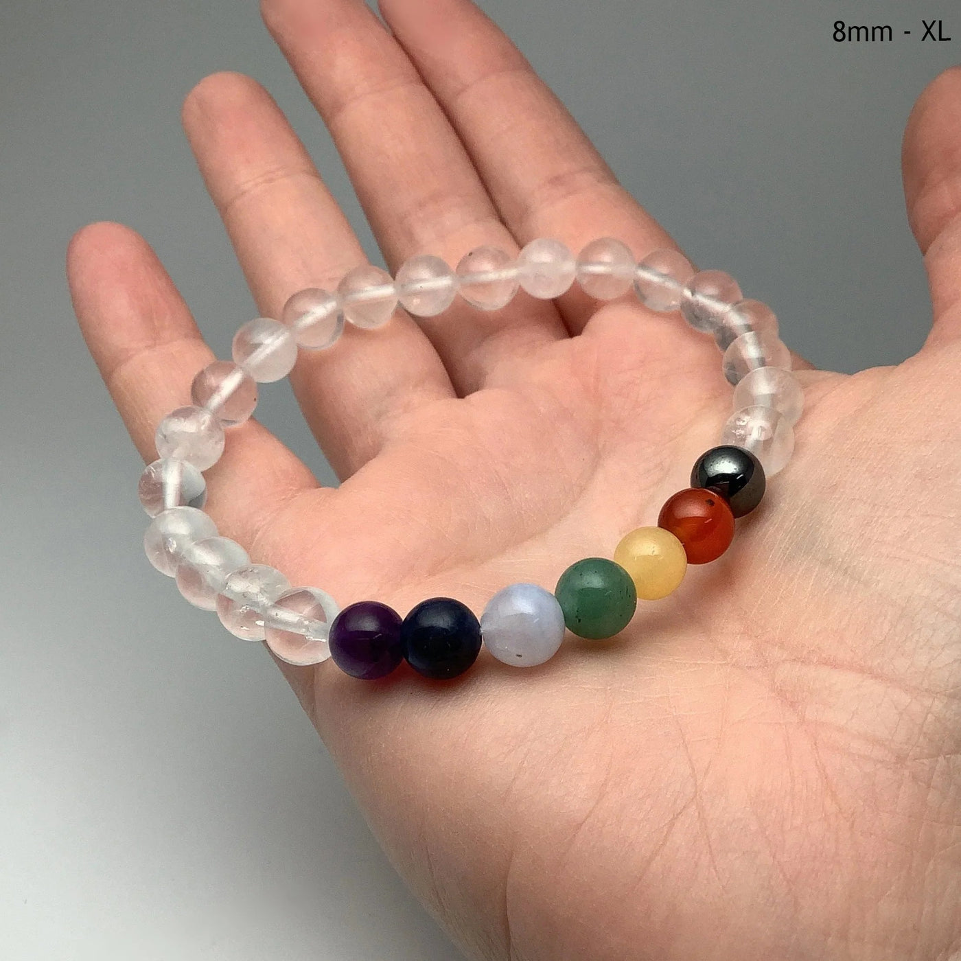 Milky Quartz Beaded Bracelet with Chakra Beads