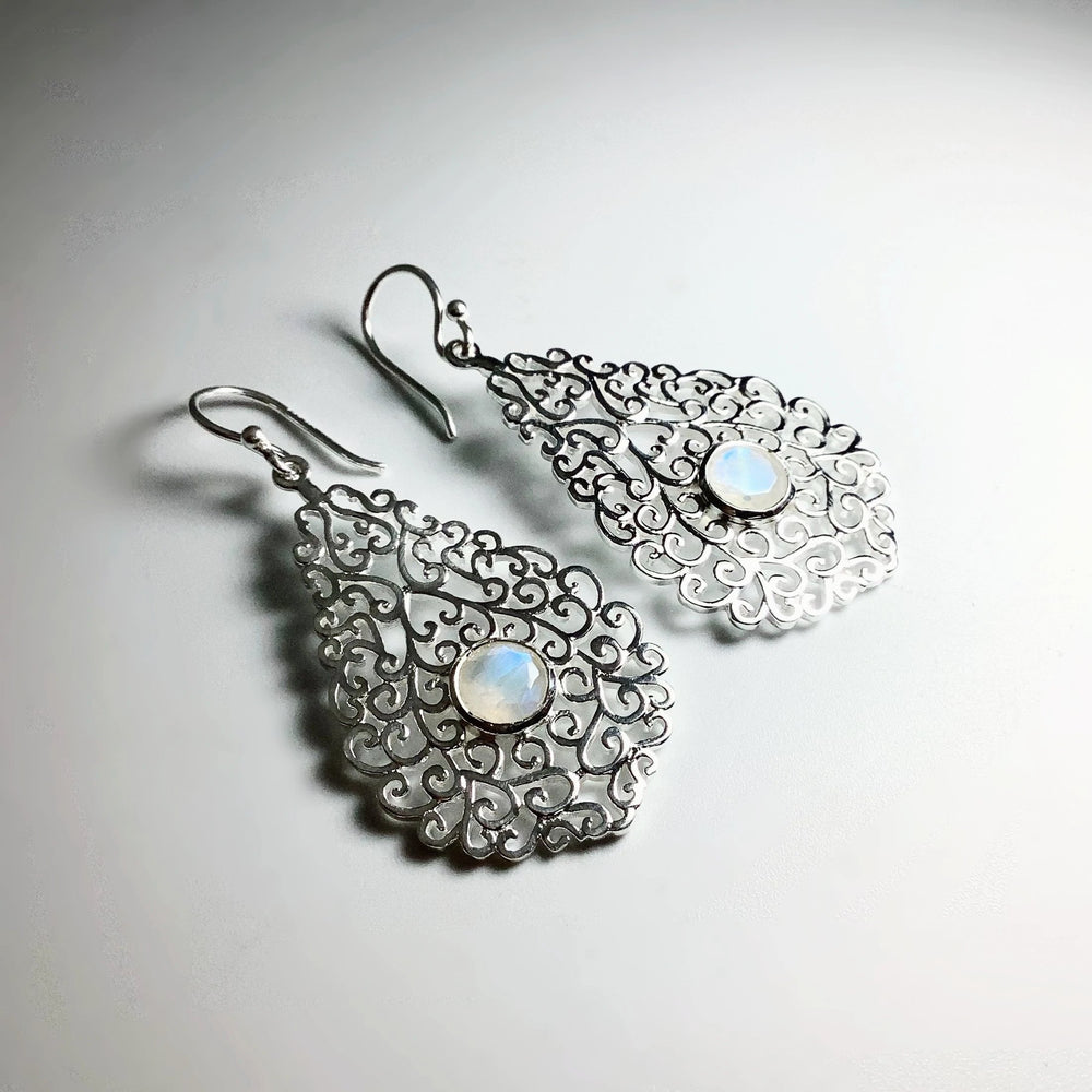 Rainbow Moonstone Dangle Earrings - Rocks and Gems Canada