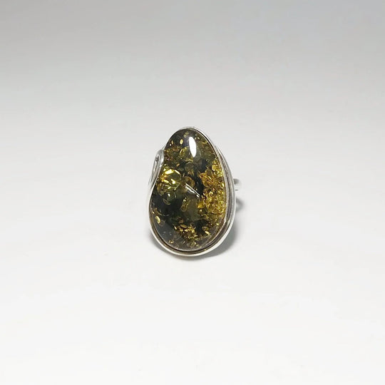 Green Amber Ring - Rocks and Gems Canada