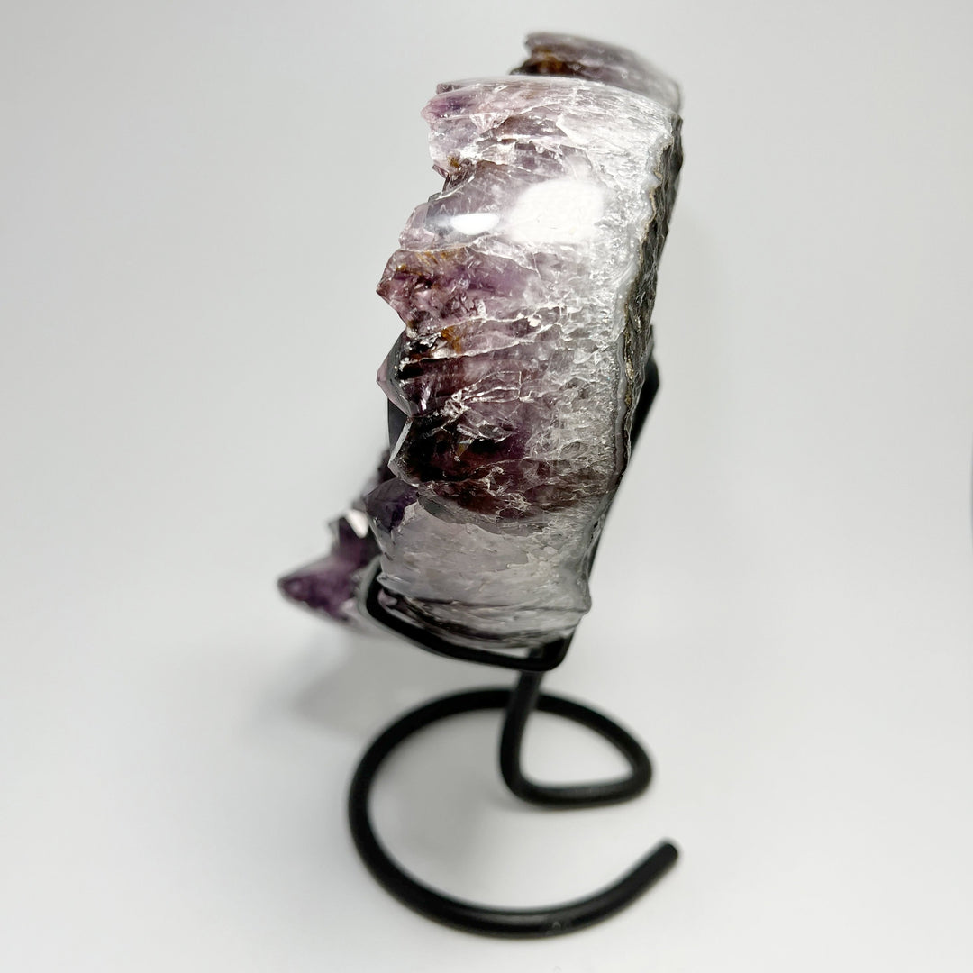 Large Amethyst Druze Cluster Heart On Stand - Rocks and Gems Canada