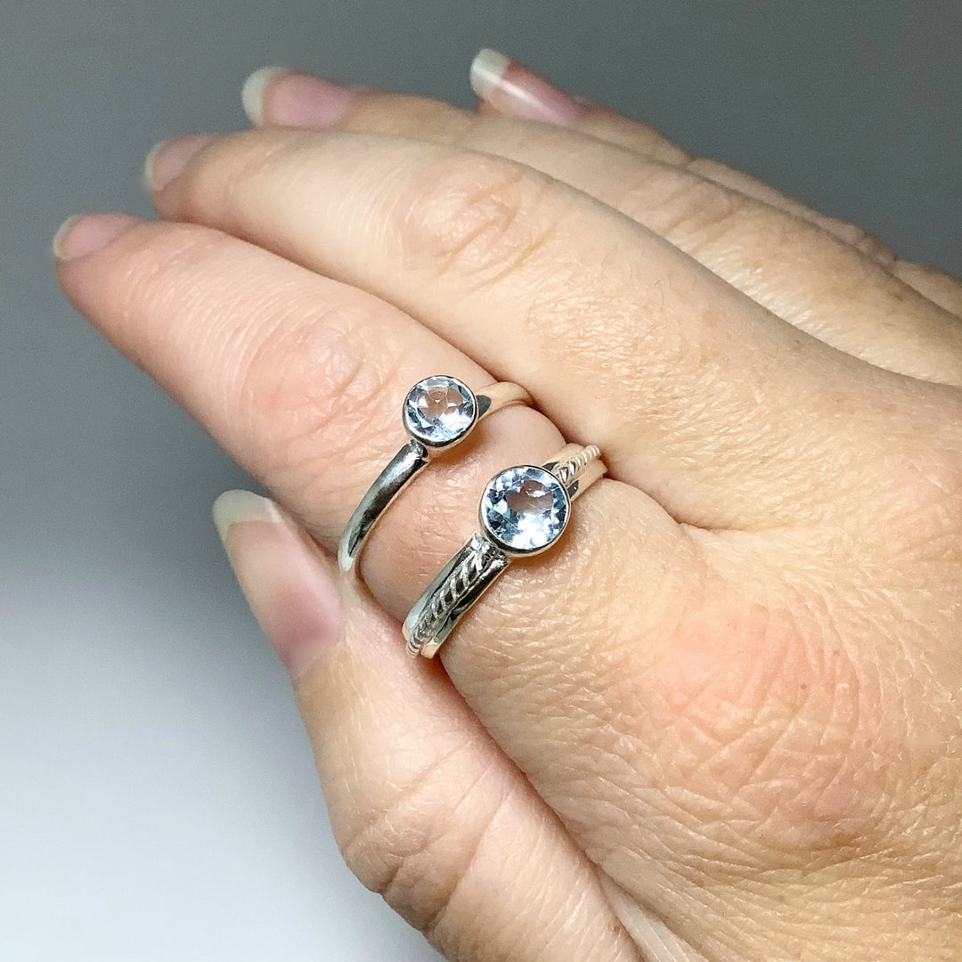 Double Ring Set - Blue Topaz - Rocks and Gems Canada