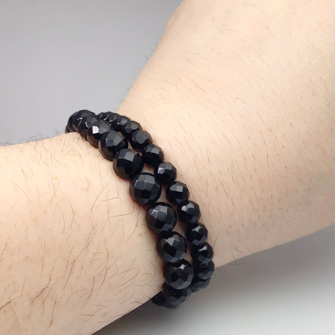 Black Onyx Faceted Beaded Bracelet - Rocks and Gems Canada