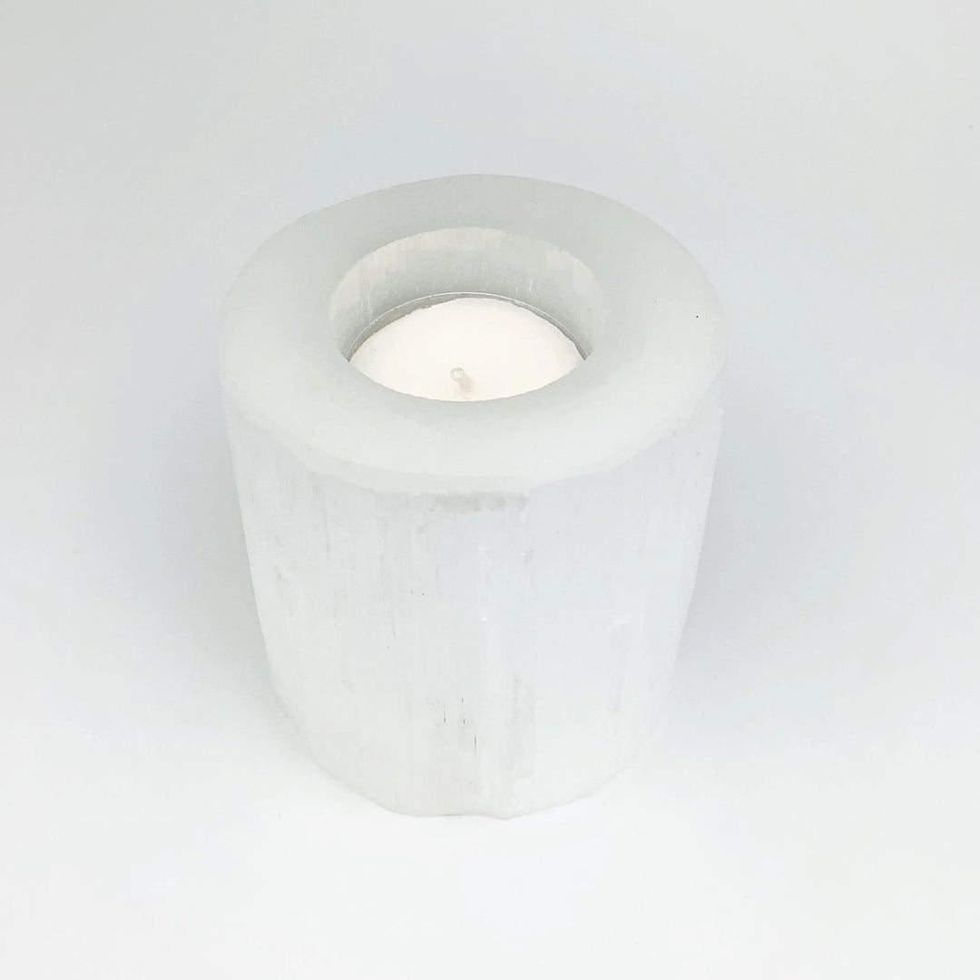 Selenite Candle Holder - Rocks and Gems Canada