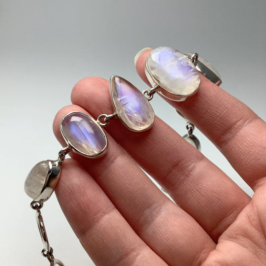 Rainbow Moonstone Sterling Silver Bracelet - Rocks and Gems Canada