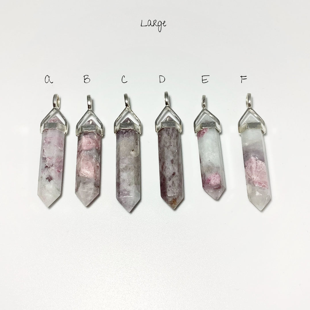 Quartz with Pink Tourmaline Double Terminated Point Pendant - Rocks and Gems Canada