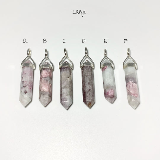Quartz with Pink Tourmaline Double Terminated Point Pendant - Rocks and Gems Canada