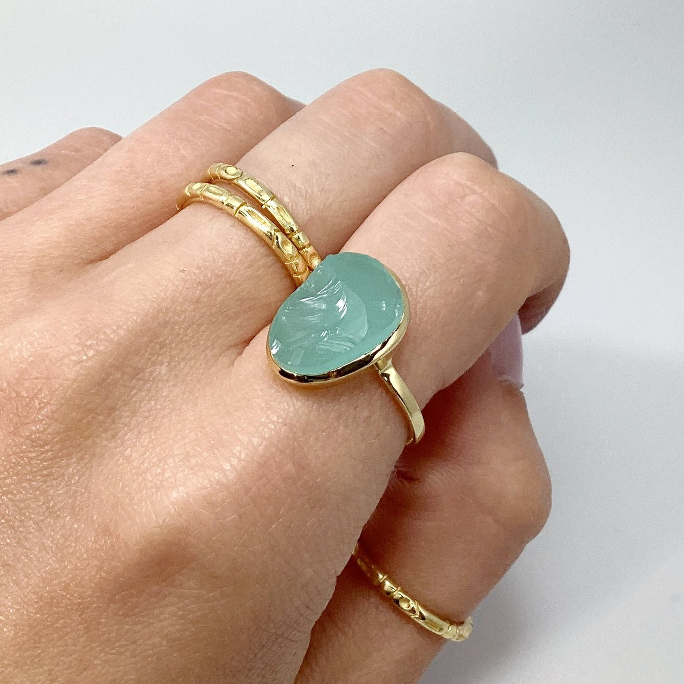 Aqua Chalcedony Ring