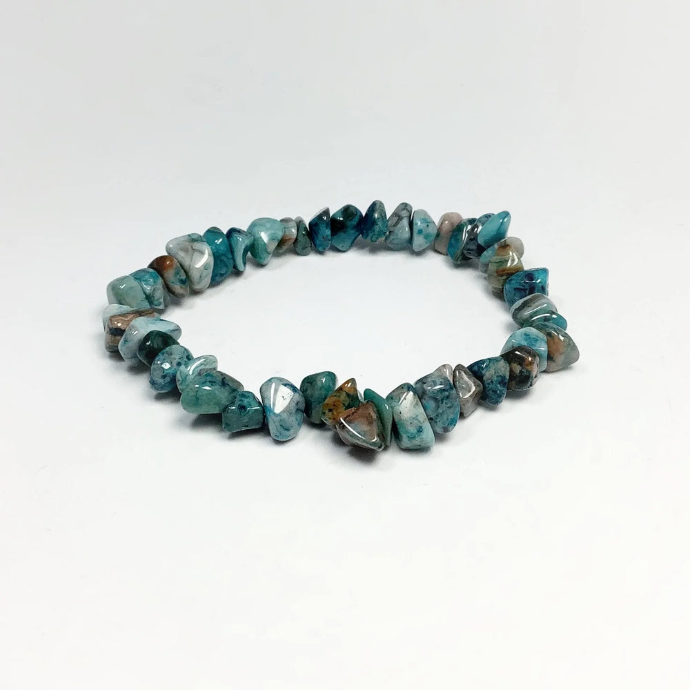 Blue Crazy Lace Agate Chip Beaded Bracelet - Rocks and Gems Canada