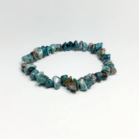 Blue Crazy Lace Agate Chip Beaded Bracelet - Rocks and Gems Canada