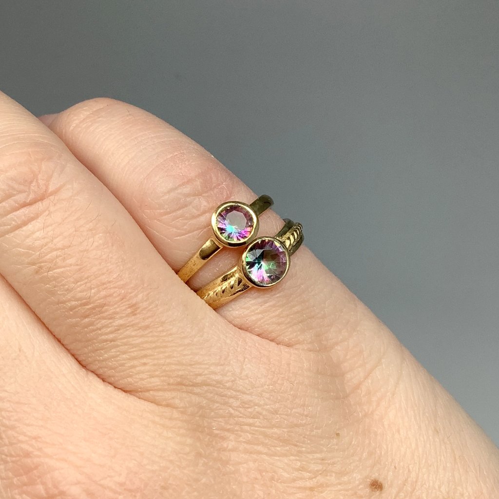 Double Ring Set - Mystic Topaz