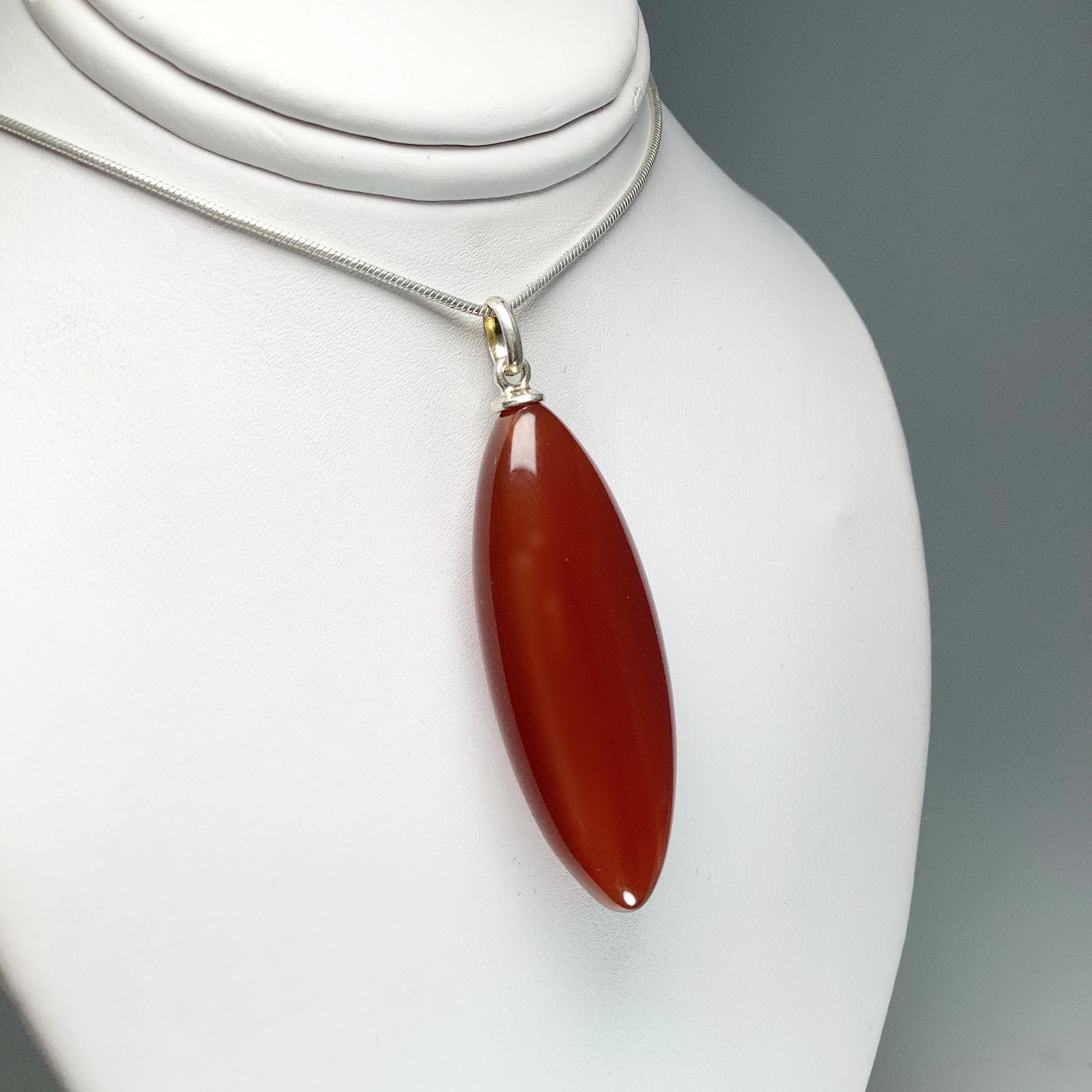 Carnelian Agate Pendant Sterling Silver with a Gold Finish