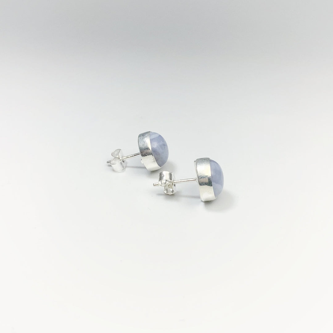 Blue Lace Agate Stud Earrings - Rocks and Gems Canada