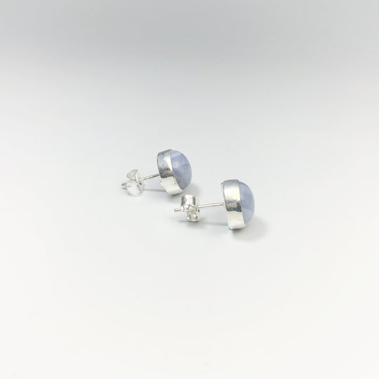 Blue Lace Agate Stud Earrings - Rocks and Gems Canada