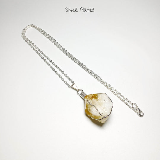 Wire Wrapped Citrine Necklace - Rocks and Gems Canada