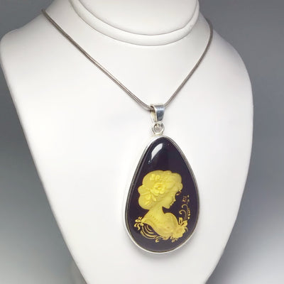 Cognac Amber Pendant with Cameo