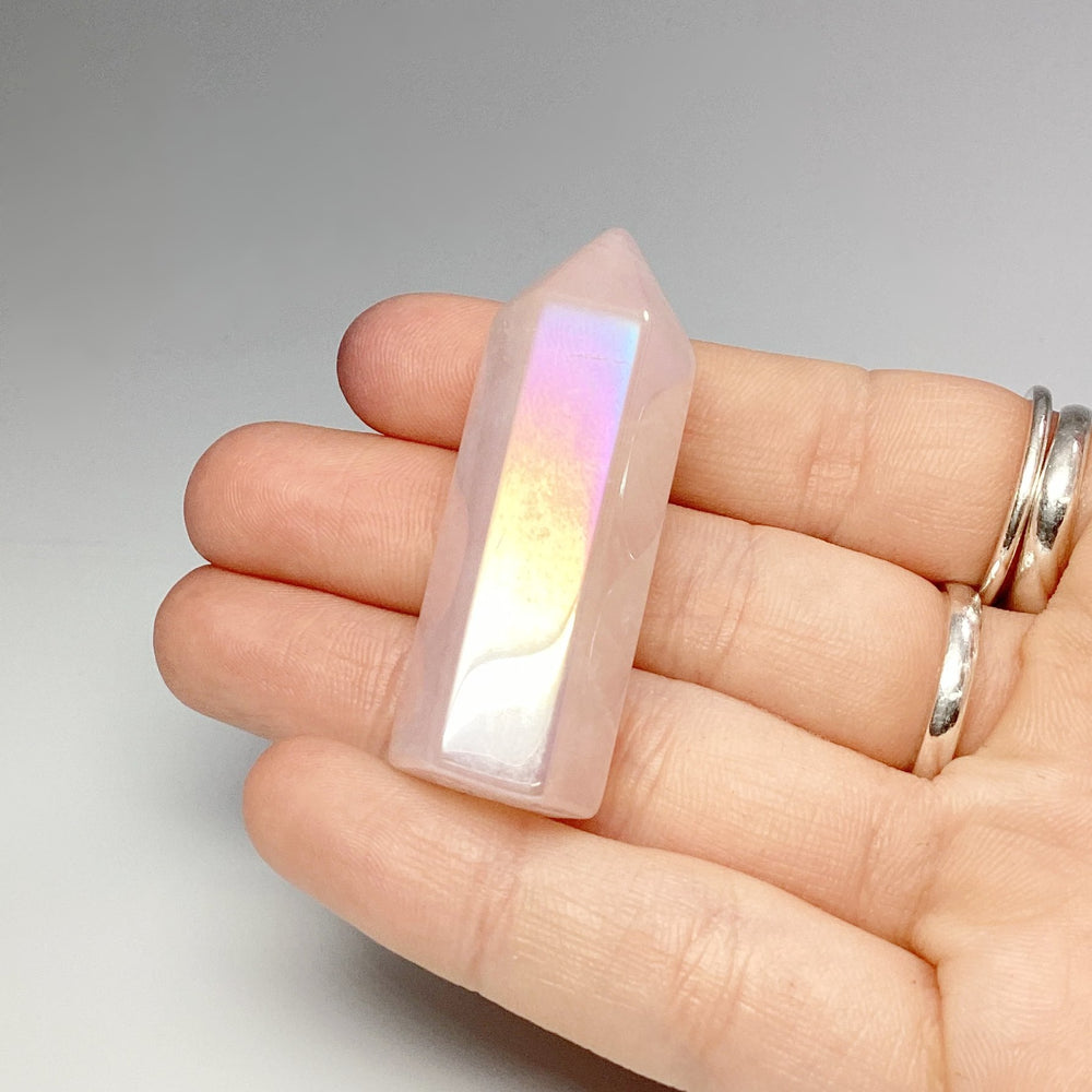 Polished Opalescent Rose Quartz Point - Rocks and Gems Canada