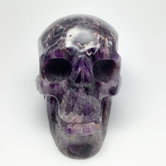 Large Chevron Amethyst Crystal Skull - Rocks and Gems Canada