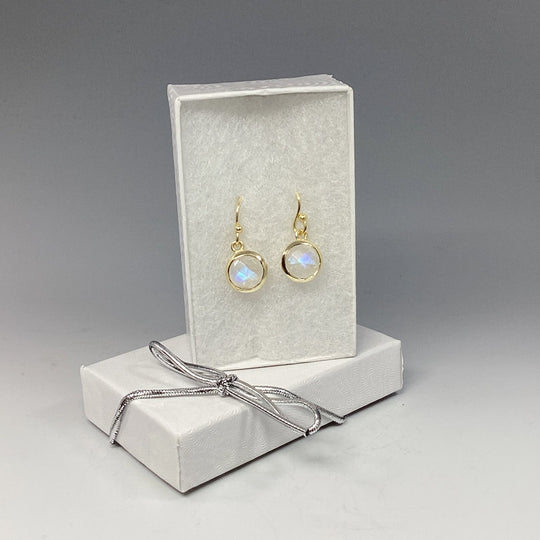 Rainbow Moonstone Dangle Earrings - Rocks and Gems Canada