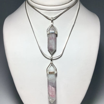 Quartz with Pink Tourmaline Double Terminated Point Pendant