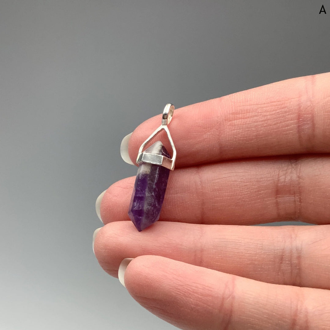 Chevron Amethyst Double Terminated Point Pendant - Rocks and Gems Canada
