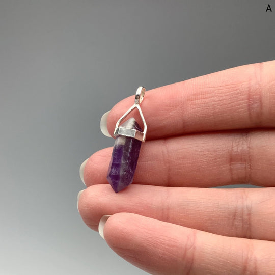 Chevron Amethyst Double Terminated Point Pendant - Rocks and Gems Canada