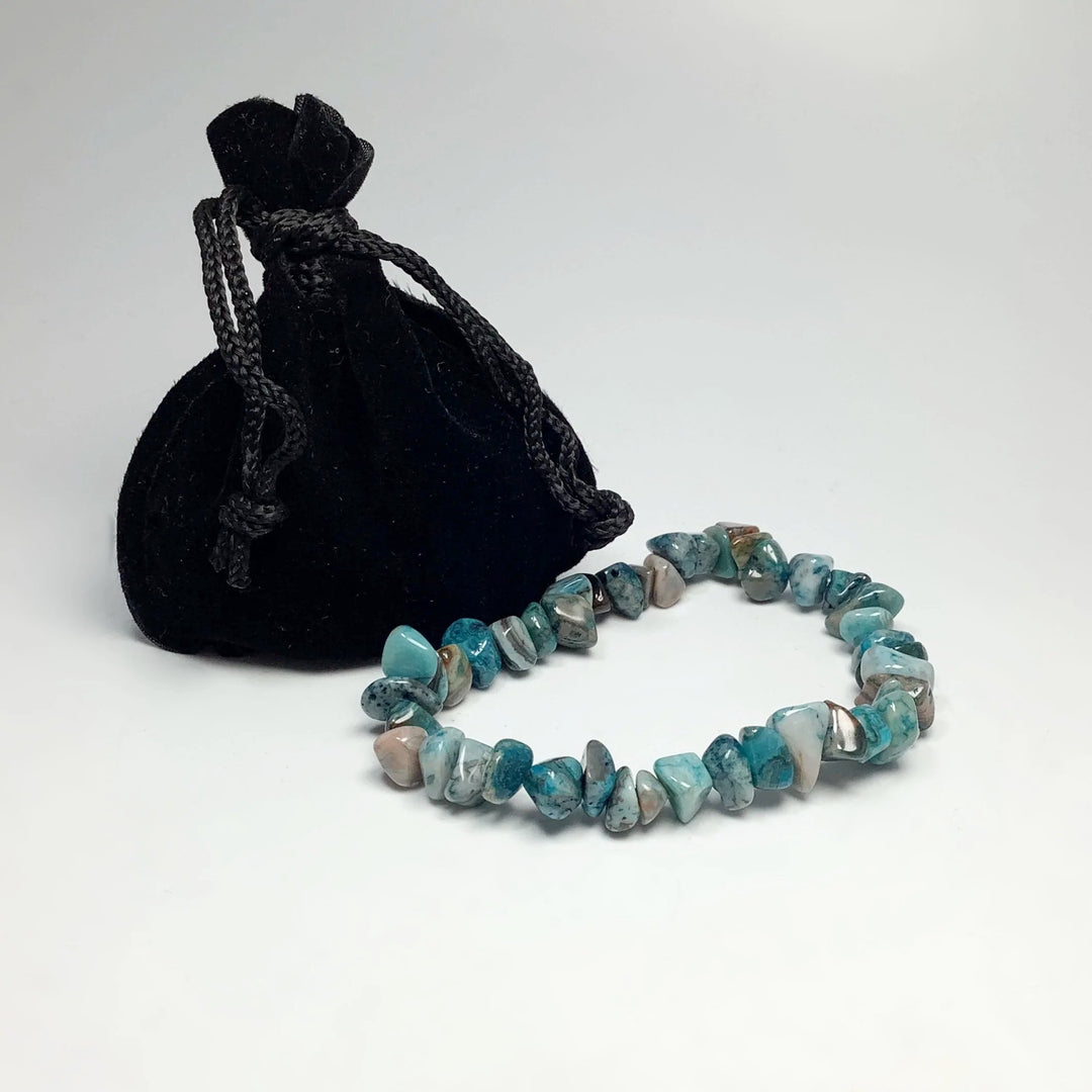 Blue Crazy Lace Agate Chip Beaded Bracelet - Rocks and Gems Canada