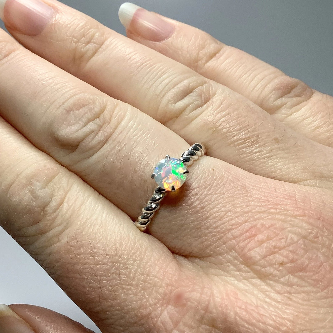 Faceted Ethiopian Fire Opal Ring - Rocks and Gems Canada