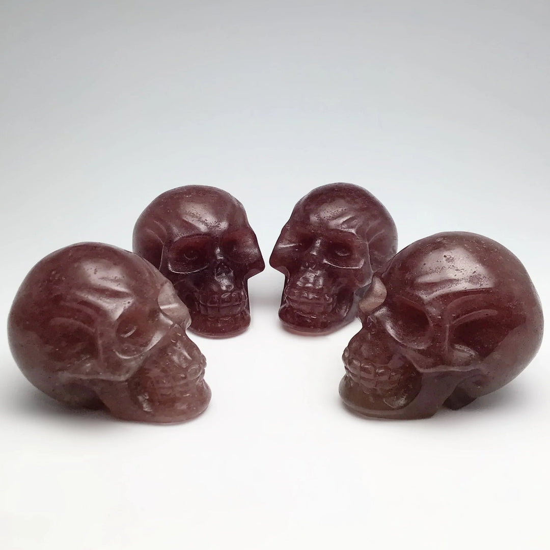 Carved Strawberry Quartz Skull - Rocks and Gems Canada