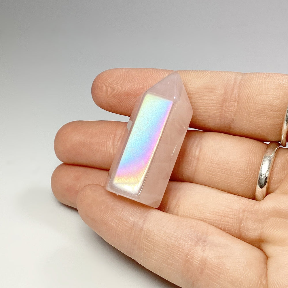 Polished Opalescent Rose Quartz Point - Rocks and Gems Canada