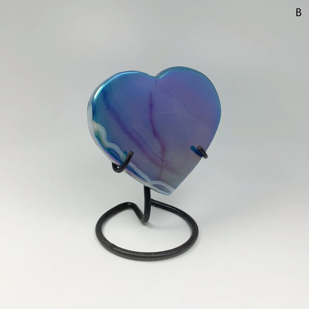 Rainbow Agate Heart on Stand - Rocks and Gems Canada