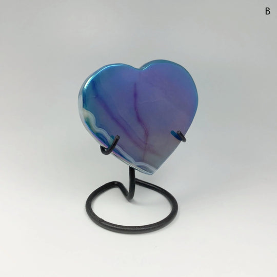 Rainbow Agate Heart on Stand - Rocks and Gems Canada
