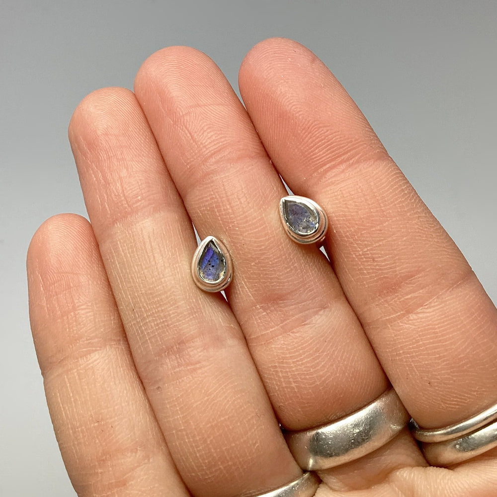 Labradorite Stud Earrings - Rocks and Gems Canada