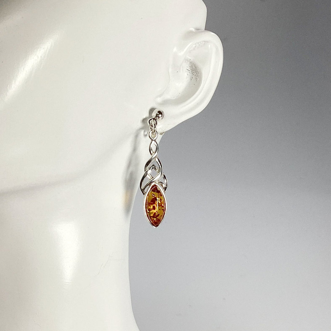 Cognac Amber Stud Earrings - Rocks and Gems Canada
