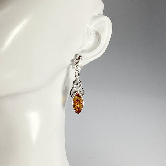 Cognac Amber Stud Earrings - Rocks and Gems Canada