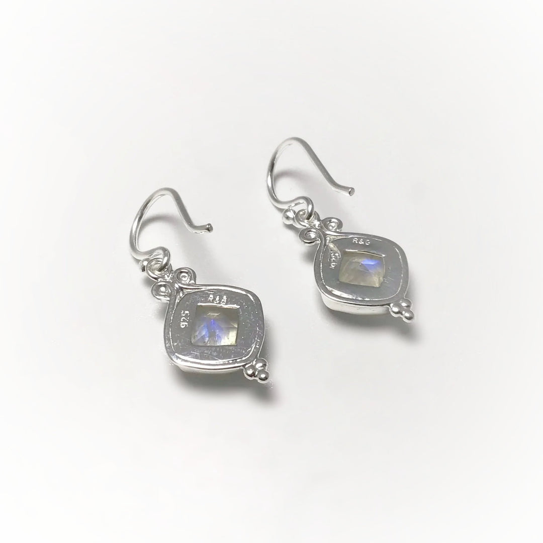 Rainbow Moonstone Dangle Earrings - Rocks and Gems Canada