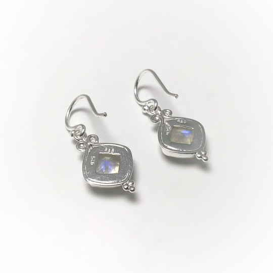 Rainbow Moonstone Dangle Earrings - Rocks and Gems Canada