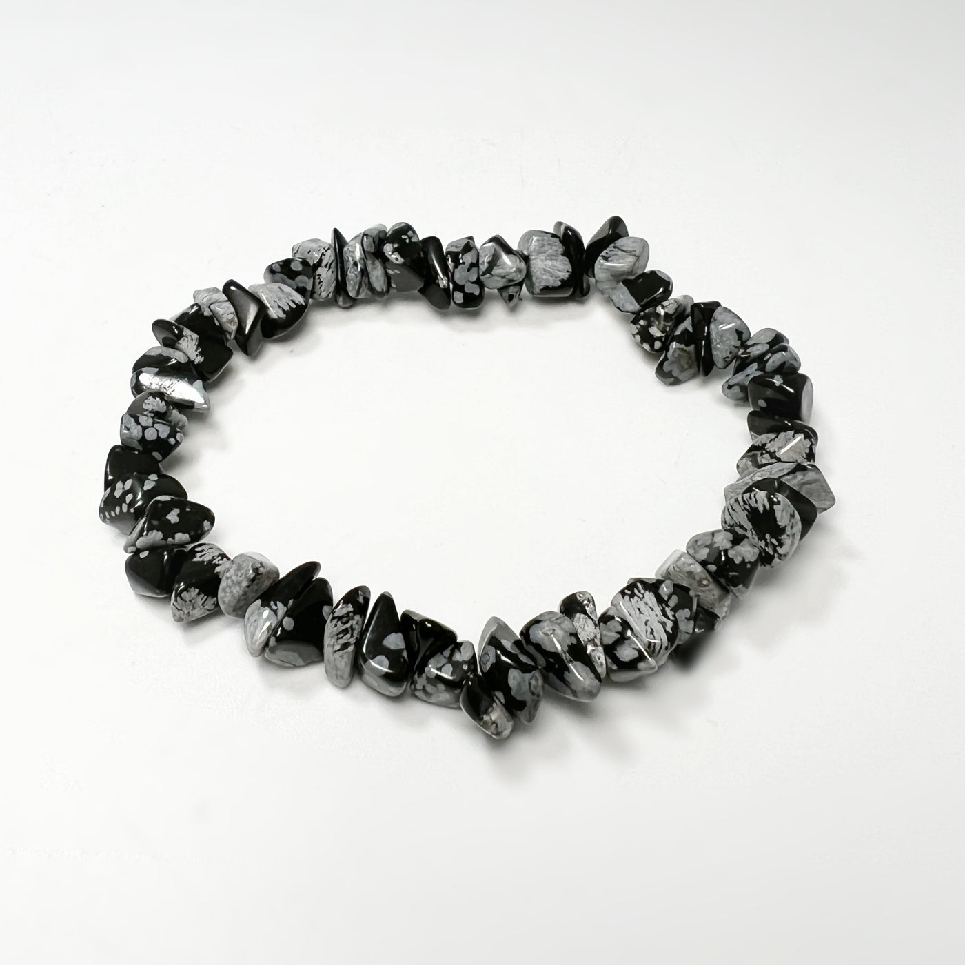 Snowflake Obsidian Chip Beaded Bracelet