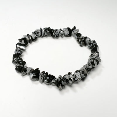 Snowflake Obsidian Chip Beaded Bracelet