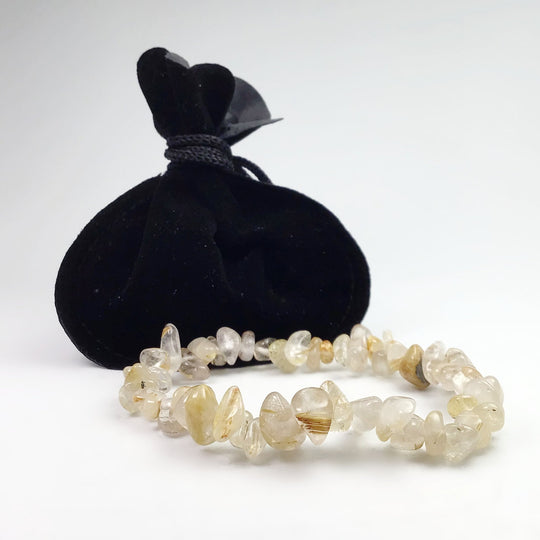 Rutilated Quartz Chip Beaded Bracelet - Rocks and Gems Canada