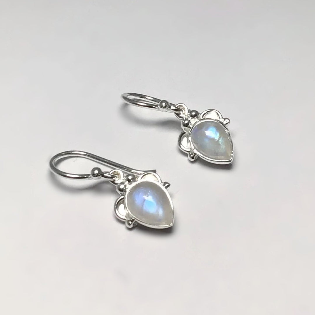Rainbow Moonstone Dangle Earrings - Rocks and Gems Canada