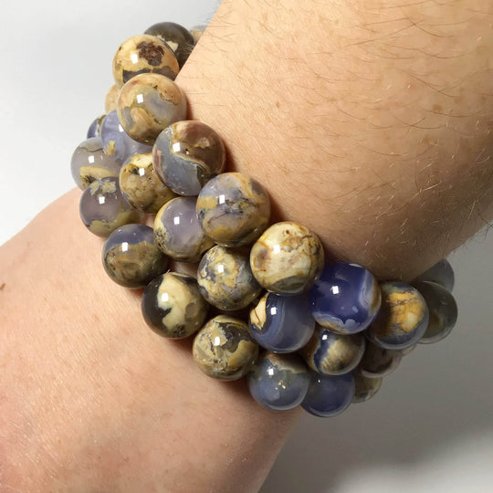 Chalcedony Beaded Bracelet - 12mm - High Quality - Rocks and Gems Canada