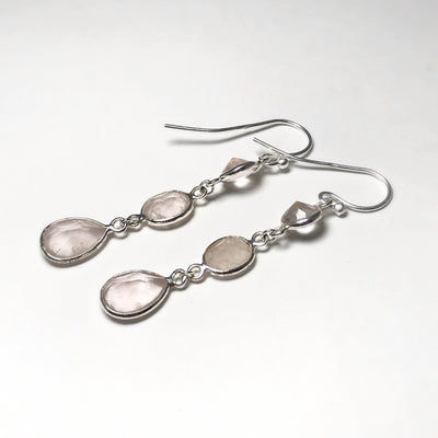 Rose Quartz Faceted Dangle Earrings