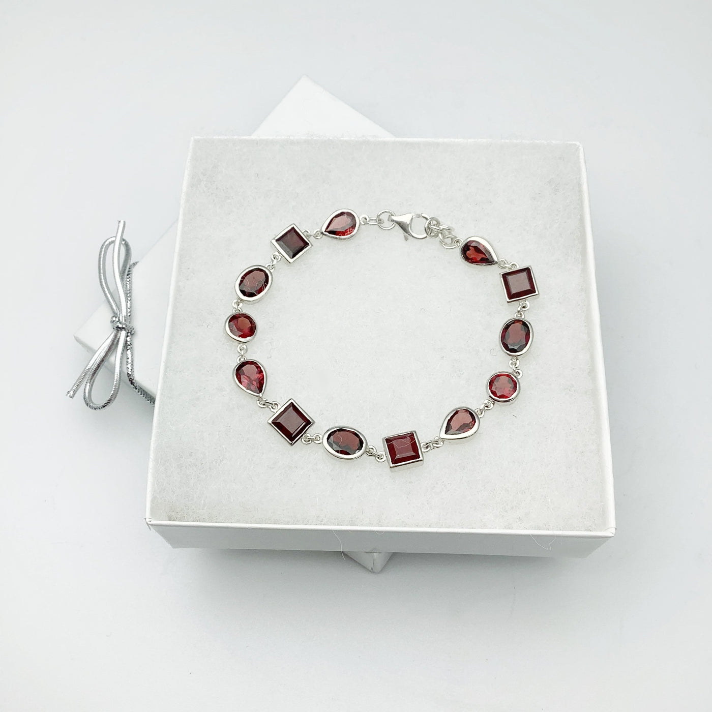 Garnet Sterling Silver Bracelet