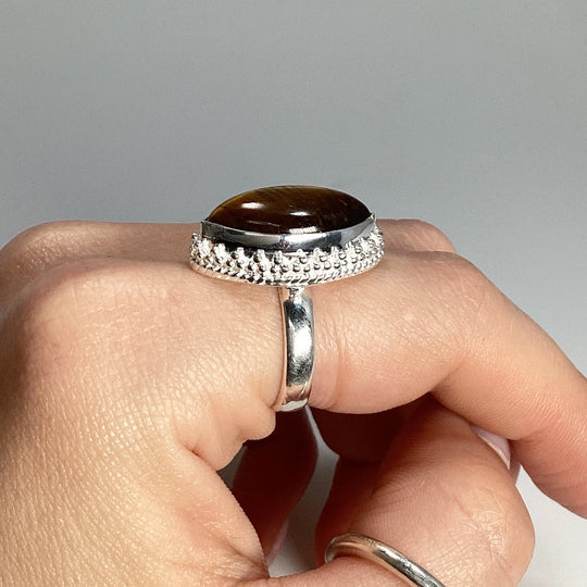 Tiger Eye Marquise Cut Ring - Rocks and Gems Canada