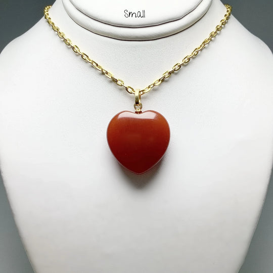 Carnelian Agate Heart Pendant - Gold Finish Bail - Rocks and Gems Canada